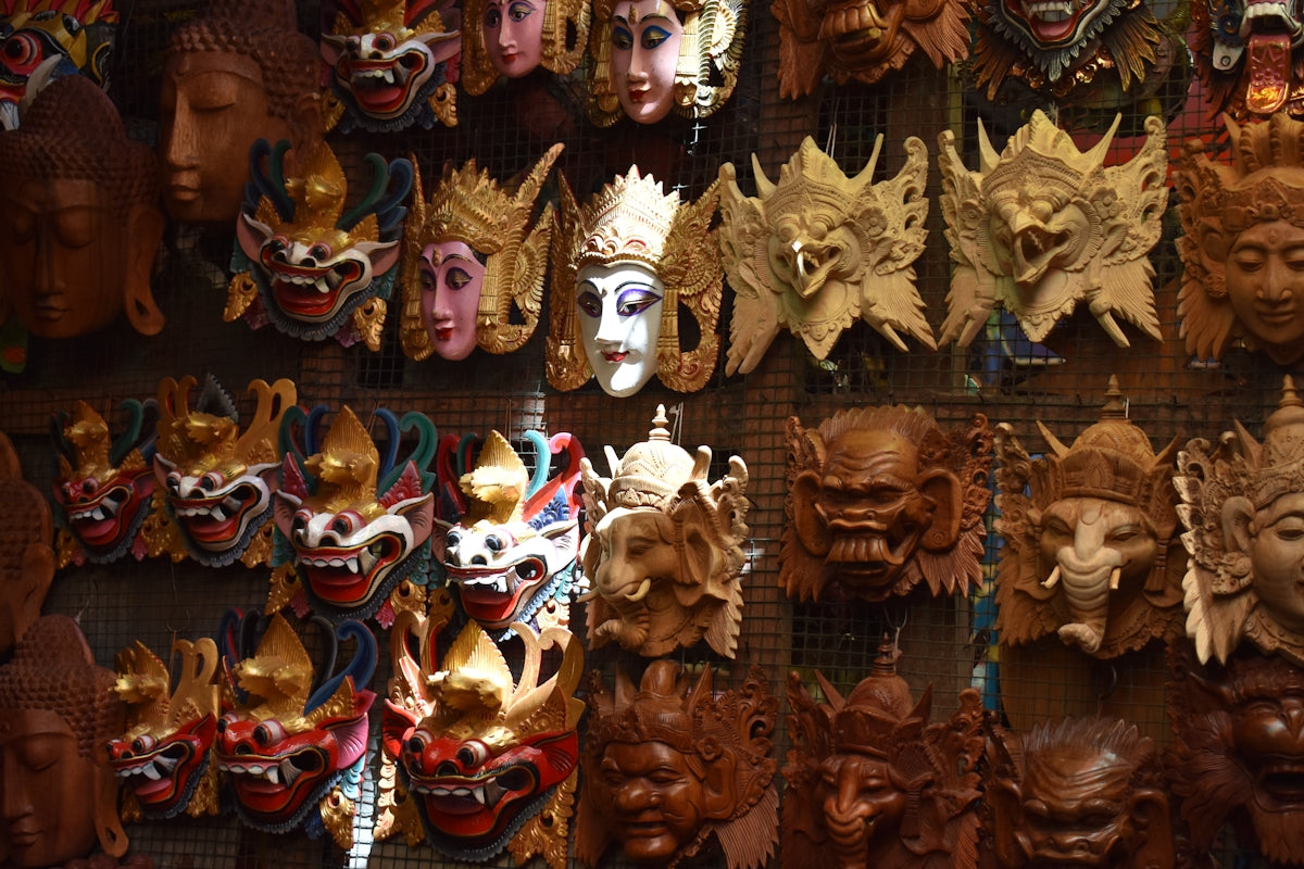 assorted-color hanging masks
