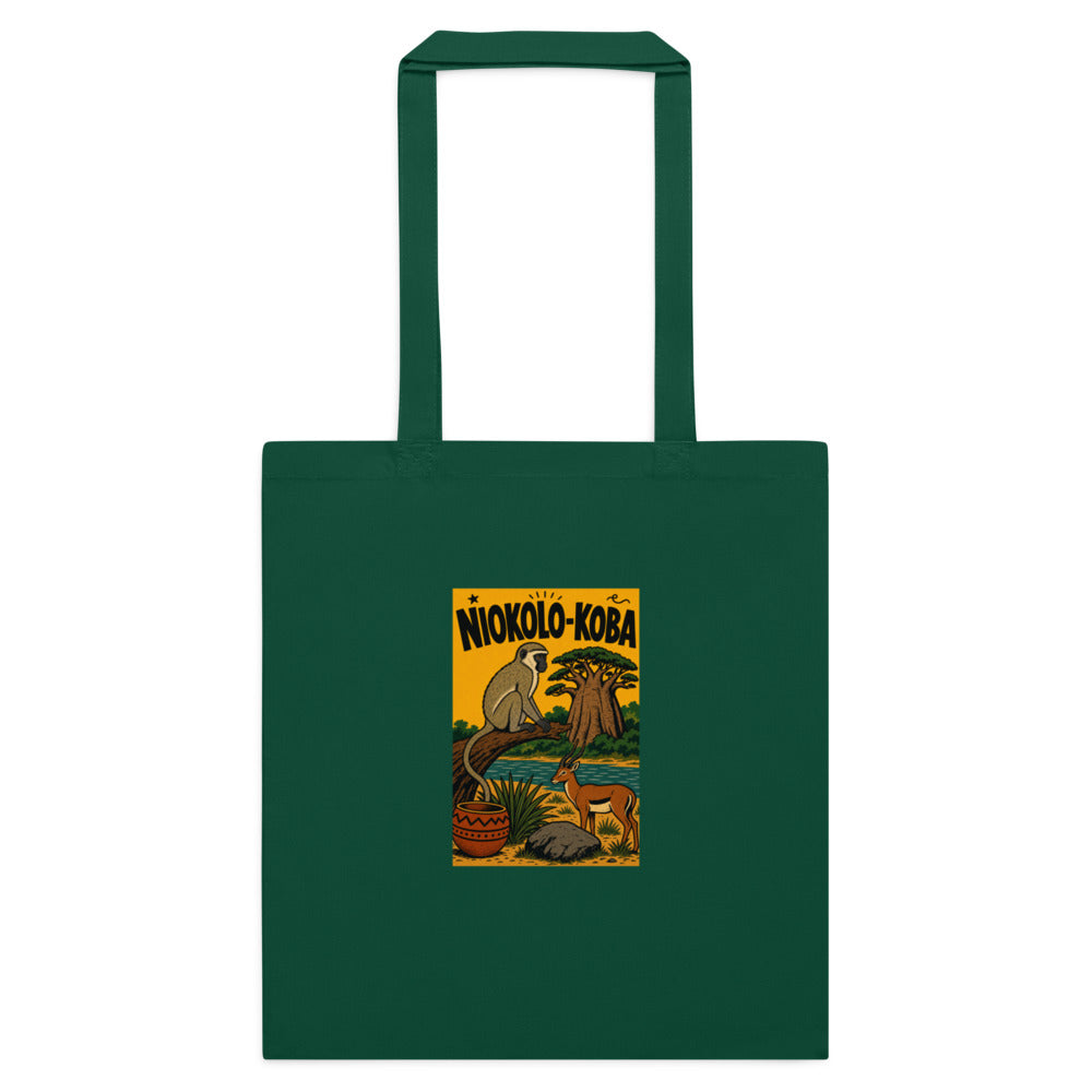 Tote Niokolo, tableau Niokolo-Koba imprimé sur la toile, coloris Vert bouteille, vu de face