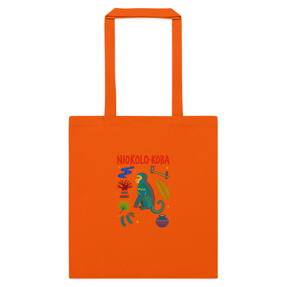 Tote Niokolo, éparpillé Niokolo-Koba imprimé sur la toile, coloris Orange, vu de face