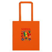Tote Niokolo, éparpillé Sénégal imprimé sur la toile, coloris Orange, vu de face
