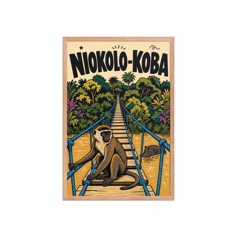 Niokolo-Koba — affiche encadrée, cadre chêne