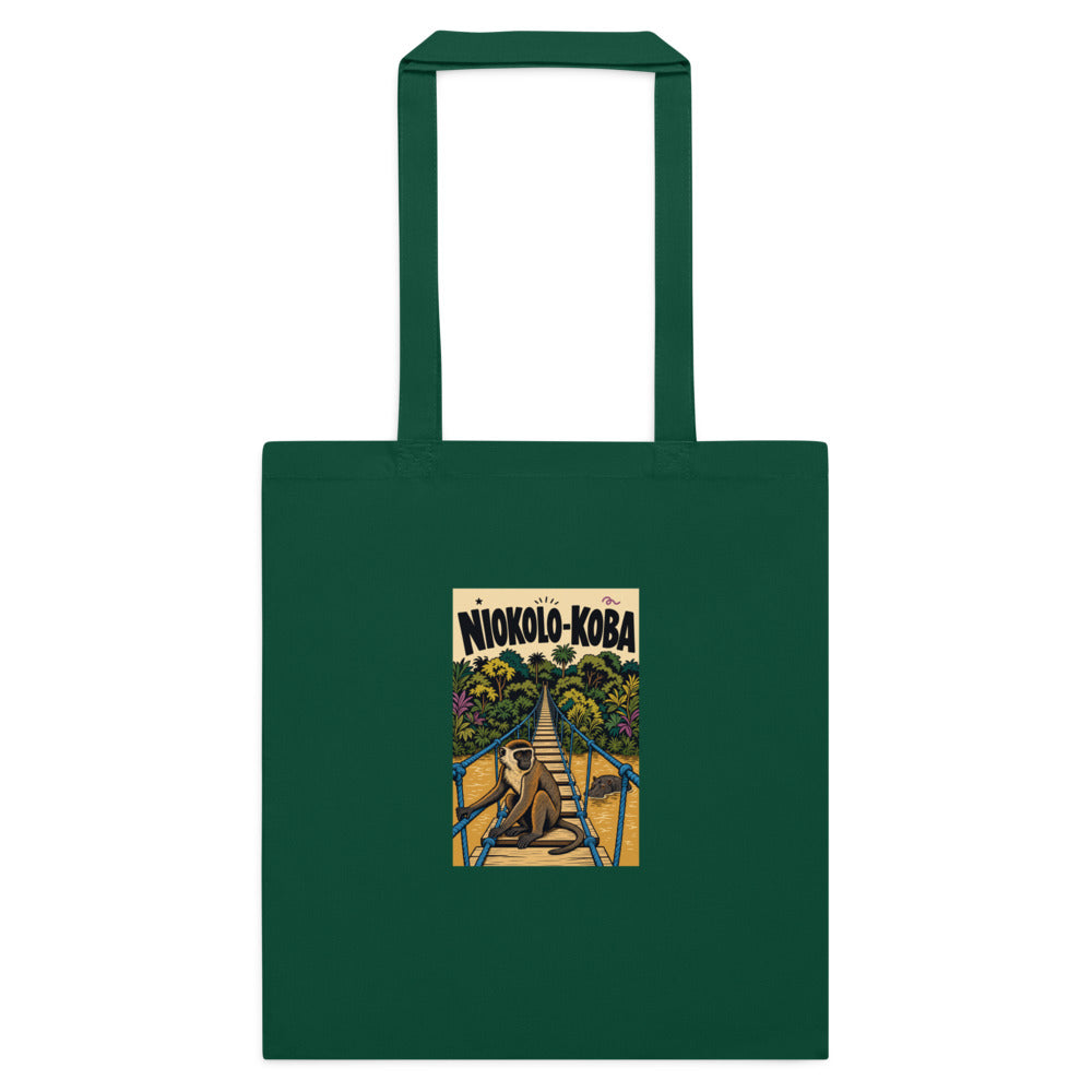 Niokolo-Koba Canvas Tote in Bottle Green, front view