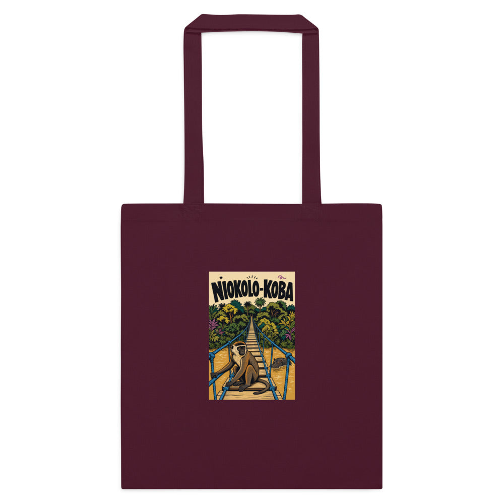 Niokolo-Koba Canvas Tote in Burgundy, front view