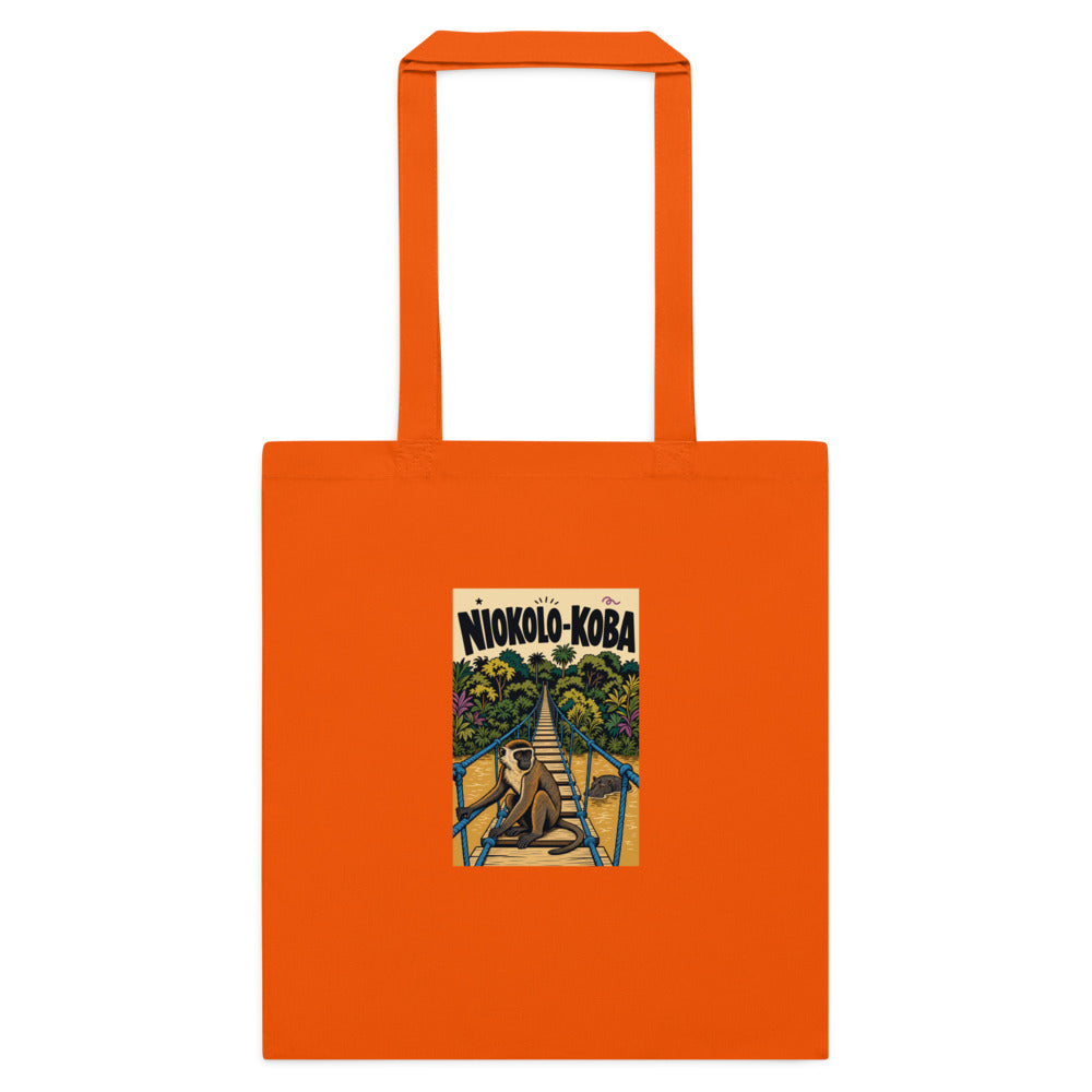 Niokolo-Koba Canvas Tote in Orange, front view