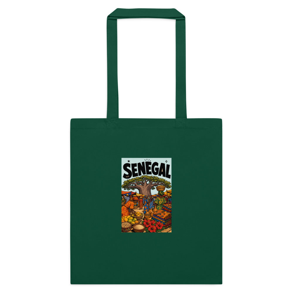 Senegal Poster Tote in Bottle Green, front view