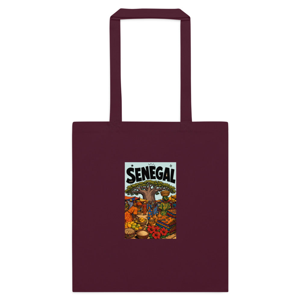 Senegal Poster Tote in Burgundy, front view