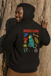 Niokolo-Koba Back Print Hoodie — portée de dos, photoshoot, sur place
