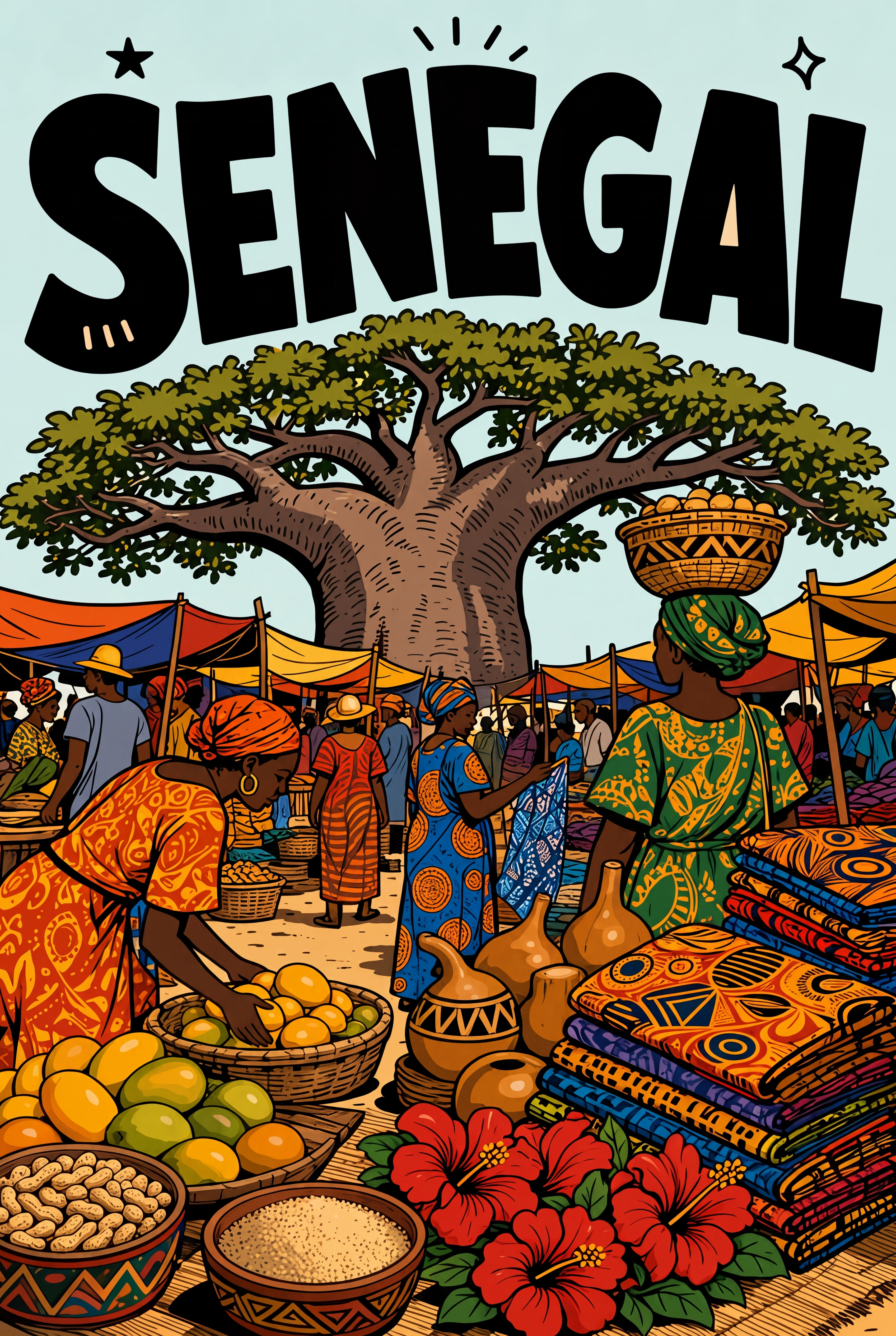 Senegal Poster Tote — le dessin, fichier d'impression