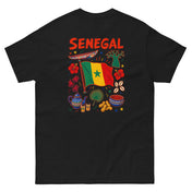 Tee Niokolo, éparpillé Sénégal imprimé dans le dos, coloris Noir, vu de dos