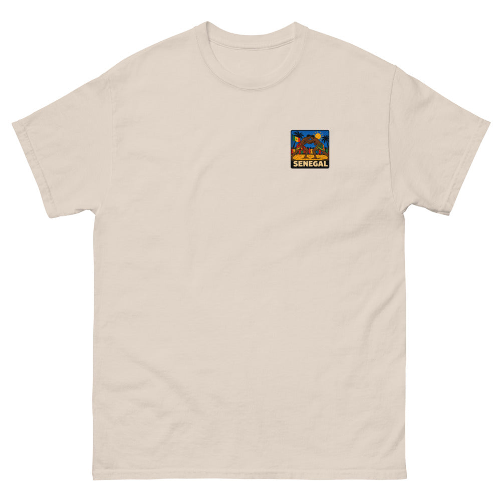 Tee Niokolo, patch Sénégal imprimé au cœur, coloris Sable, vu de face