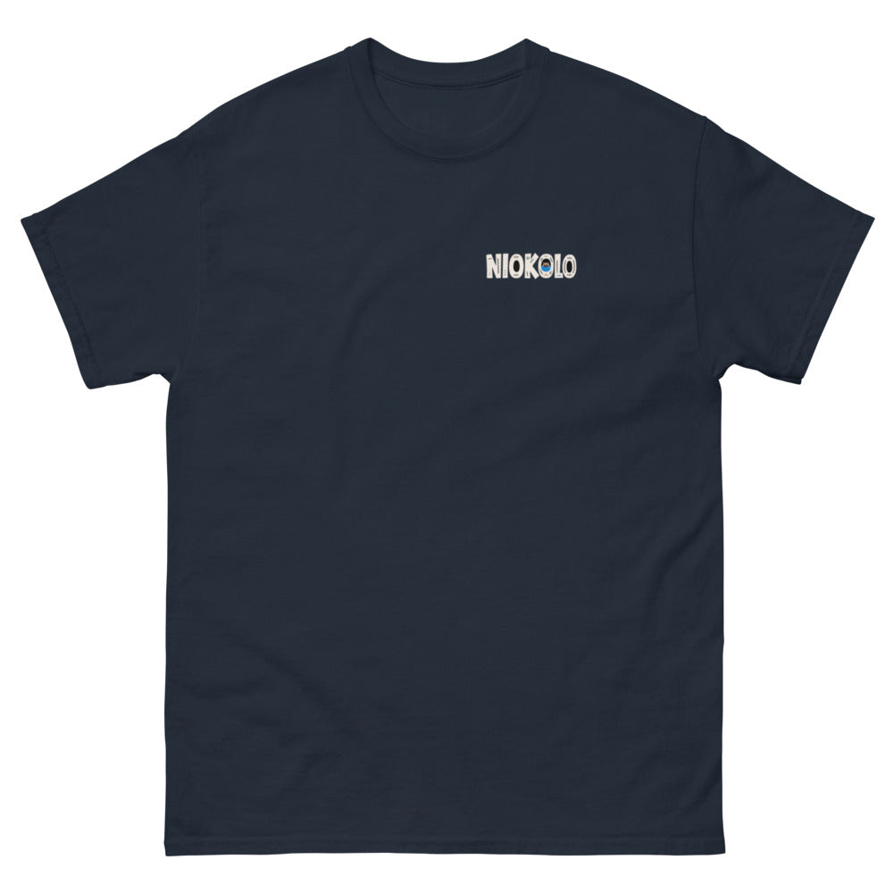 Tee Niokolo, logo Niokolo imprimé au cœur, coloris Marine, vu de face