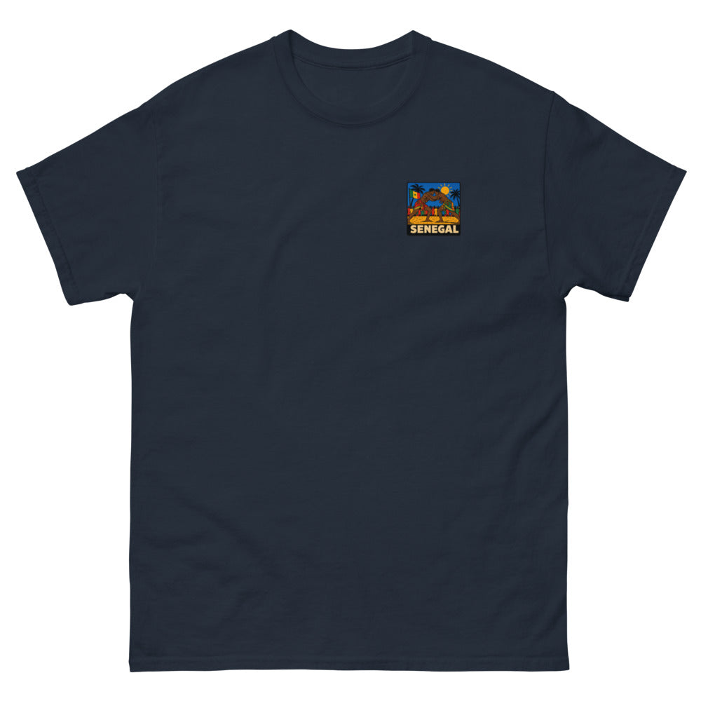 Tee Niokolo, patch Sénégal imprimé au cœur, coloris Marine, vu de face