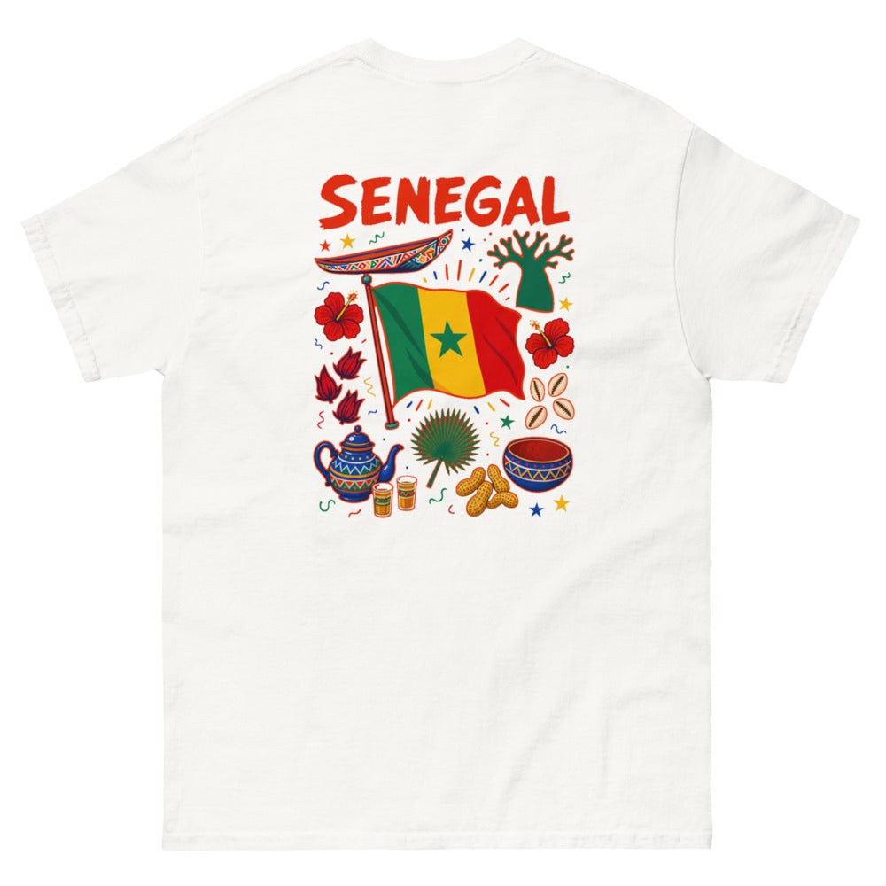 Senegal Back Print Tee in White, back view