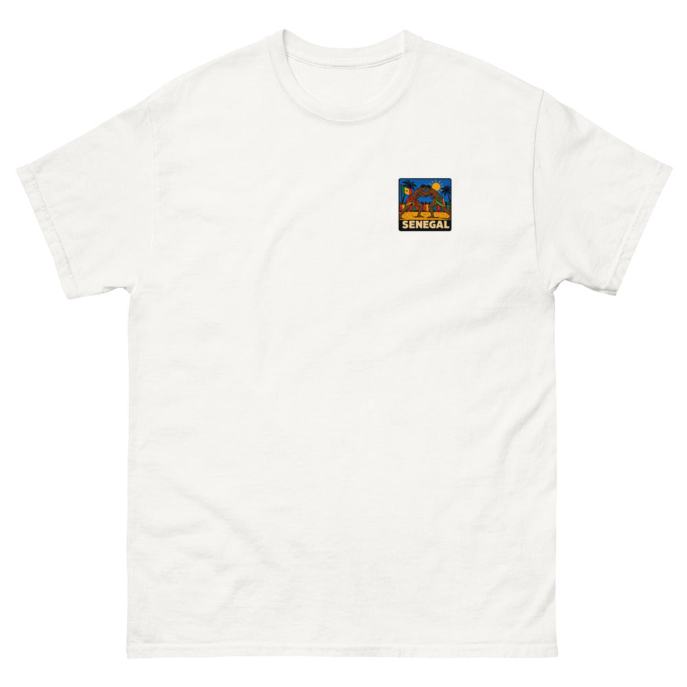 Tee Niokolo, patch Sénégal imprimé au cœur, coloris Blanc, vu de face