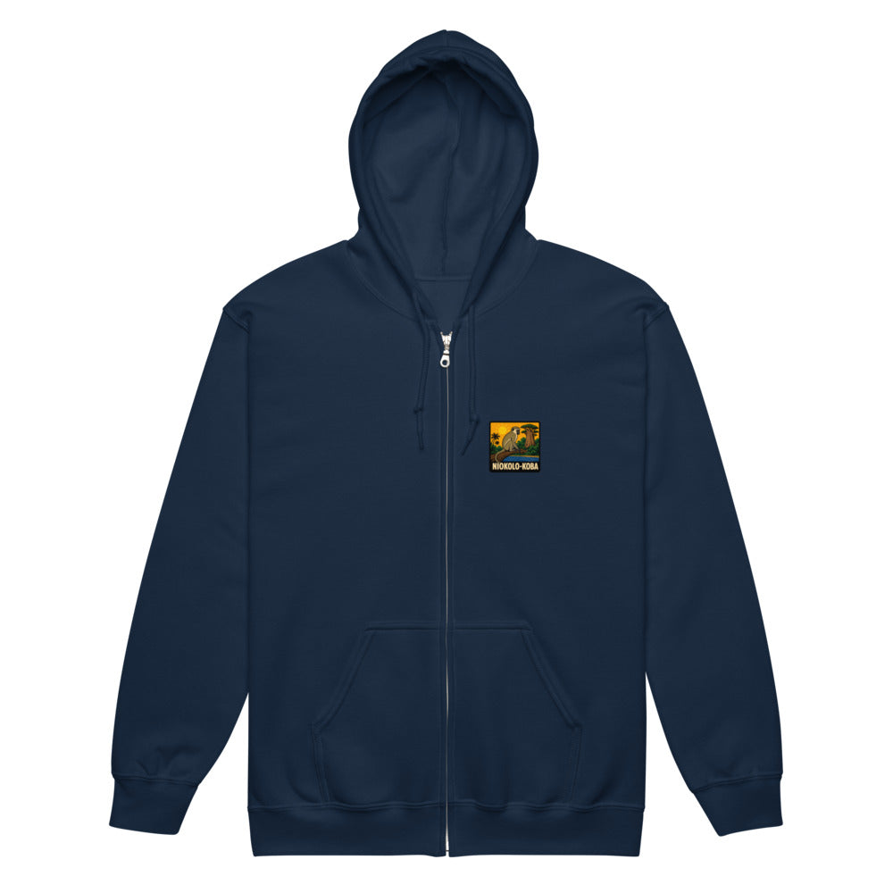 Niokolo-Koba Patch Zip Hoodie in Navy, front view
