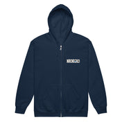Sweat zippé Niokolo, logo Niokolo imprimé au cœur, coloris Marine, vu de face