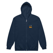Sweat zippé Niokolo, patch Sénégal imprimé au cœur, coloris Marine, vu de face