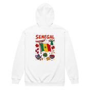 Senegal Back Print Zip Hoodie in White, back view