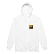 Sweat zippé Niokolo, patch Niokolo-Koba imprimé au cœur, coloris Blanc, vu de face