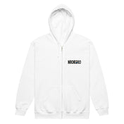 Sweat zippé Niokolo, logo Niokolo imprimé au cœur, coloris Blanc, vu de face