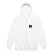 Sweat zippé Niokolo, patch Sénégal imprimé au cœur, coloris Blanc, vu de face