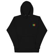 Hoodie Niokolo, écusson drapeau du Sénégal brodé au cœur, coloris Noir, vu de face