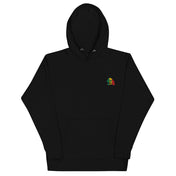 Hoodie Niokolo, écusson carte du Sénégal brodé au cœur, coloris Noir, vu de face