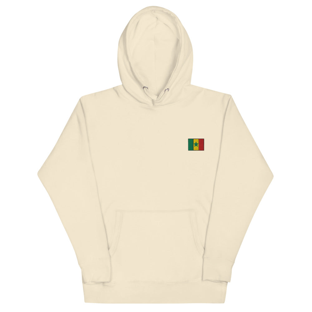 Senegal Flag Badge Hoodie in Bone, front view