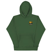 Hoodie Niokolo, patch Niokolo-Koba imprimé au cœur, coloris Vert forêt, vu de face