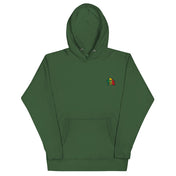 Hoodie Niokolo, écusson carte du Sénégal brodé au cœur, coloris Vert forêt, vu de face