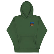 Hoodie Niokolo, patch Sénégal imprimé au cœur, coloris Vert forêt, vu de face