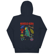 Hoodie Niokolo, éparpillé Niokolo-Koba imprimé dans le dos, coloris Bleu marine, vu de dos