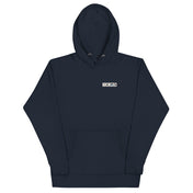 Senegal Back Print Hoodie in Navy Blazer, front view