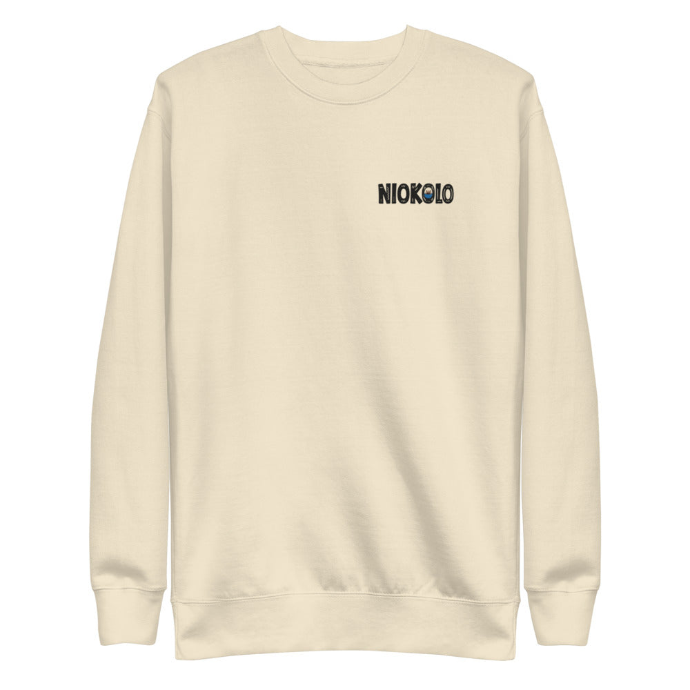 Sweat Niokolo, logo Niokolo imprimé au cœur, coloris Sable, vu de face