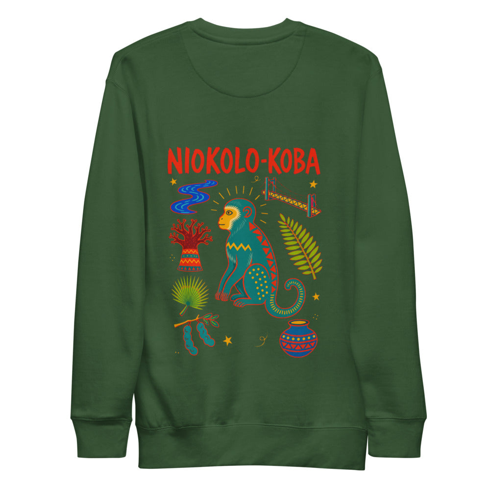 Niokolo-Koba Back Print Sweatshirt in Forest Green, back view