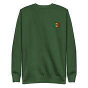 Sweat Niokolo, écusson drapeau du Sénégal brodé au cœur, coloris Vert forêt, vu de face