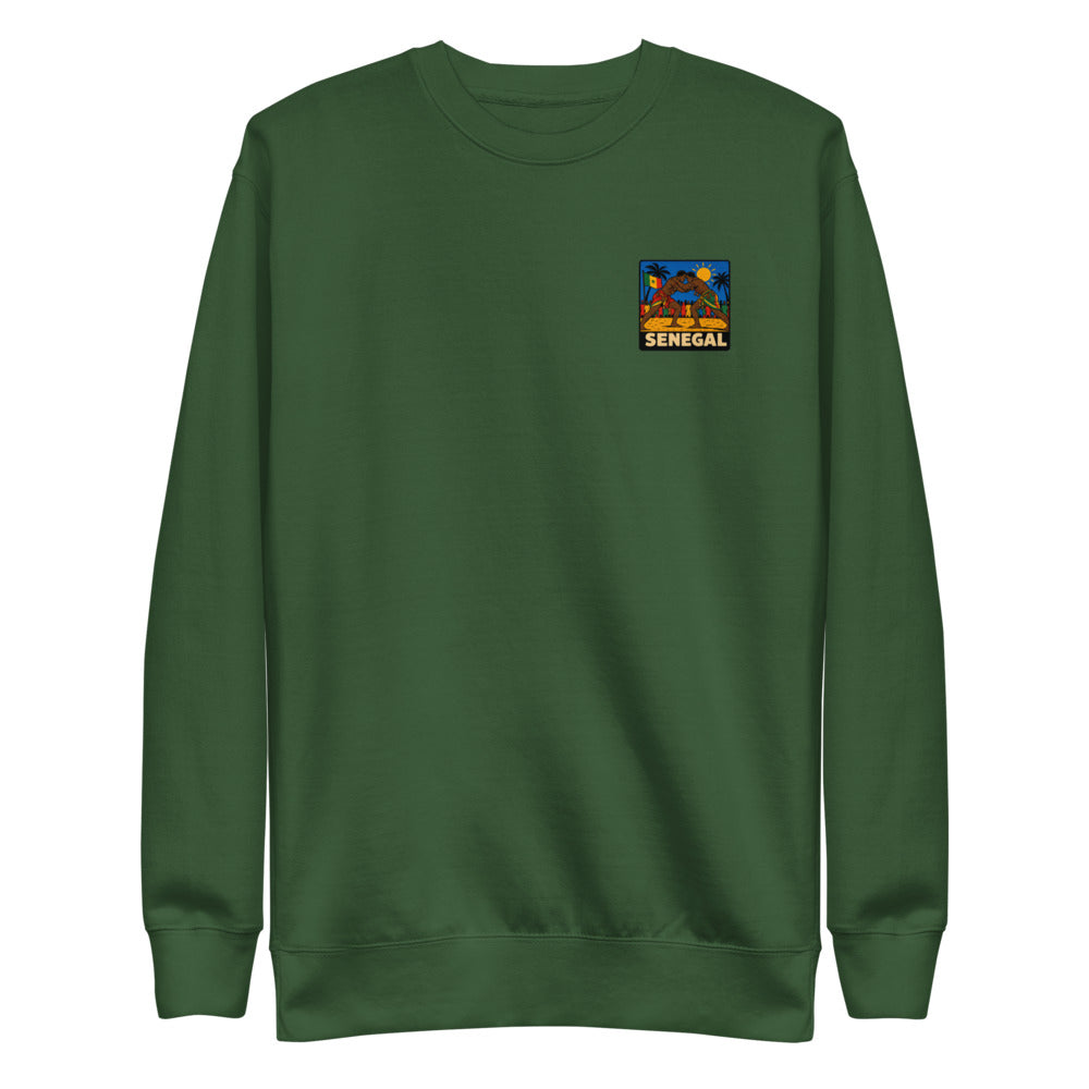 Sweat Niokolo, patch Sénégal imprimé au cœur, coloris Vert forêt, vu de face