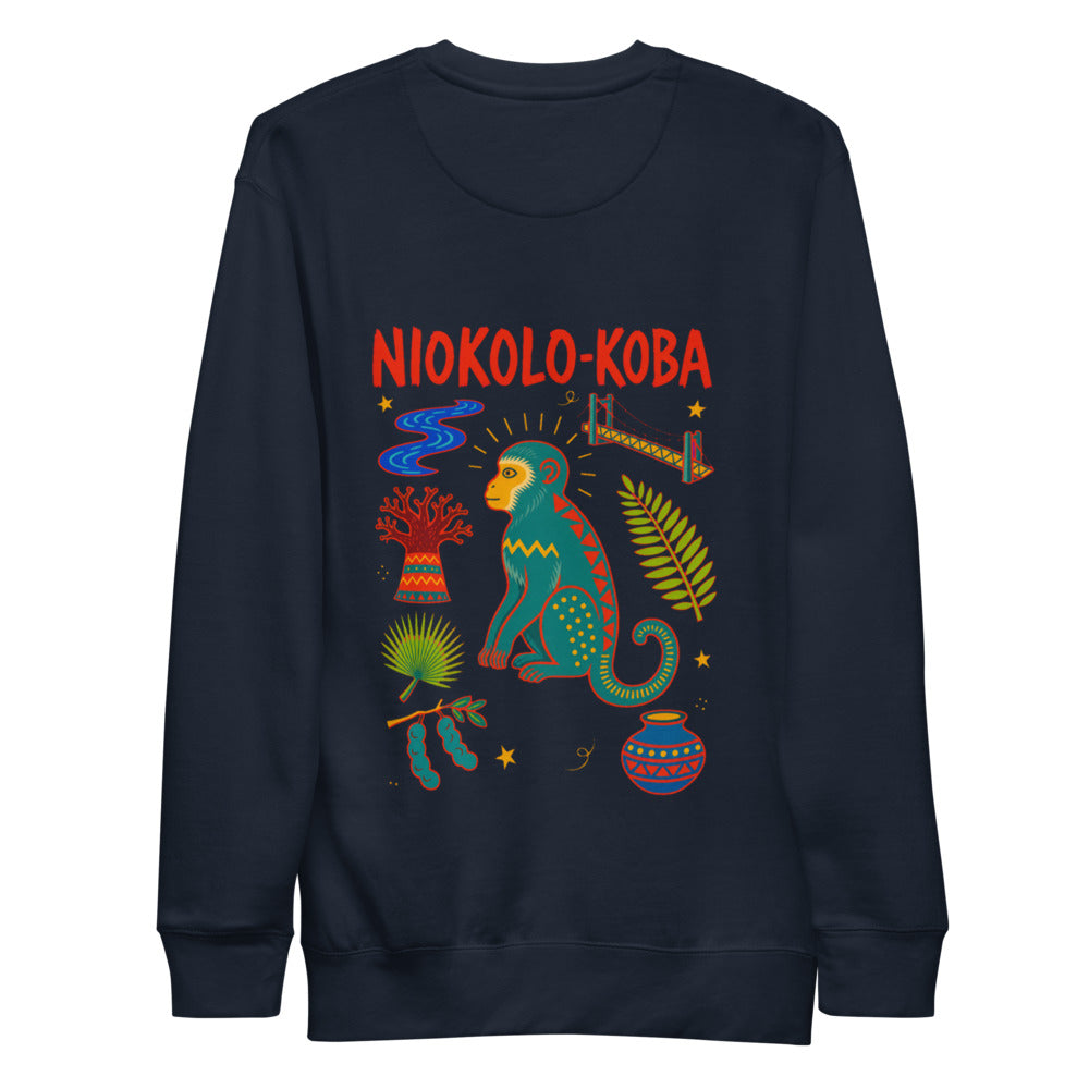 Sweat Niokolo, éparpillé Niokolo-Koba imprimé dans le dos, coloris Bleu marine, vu de dos