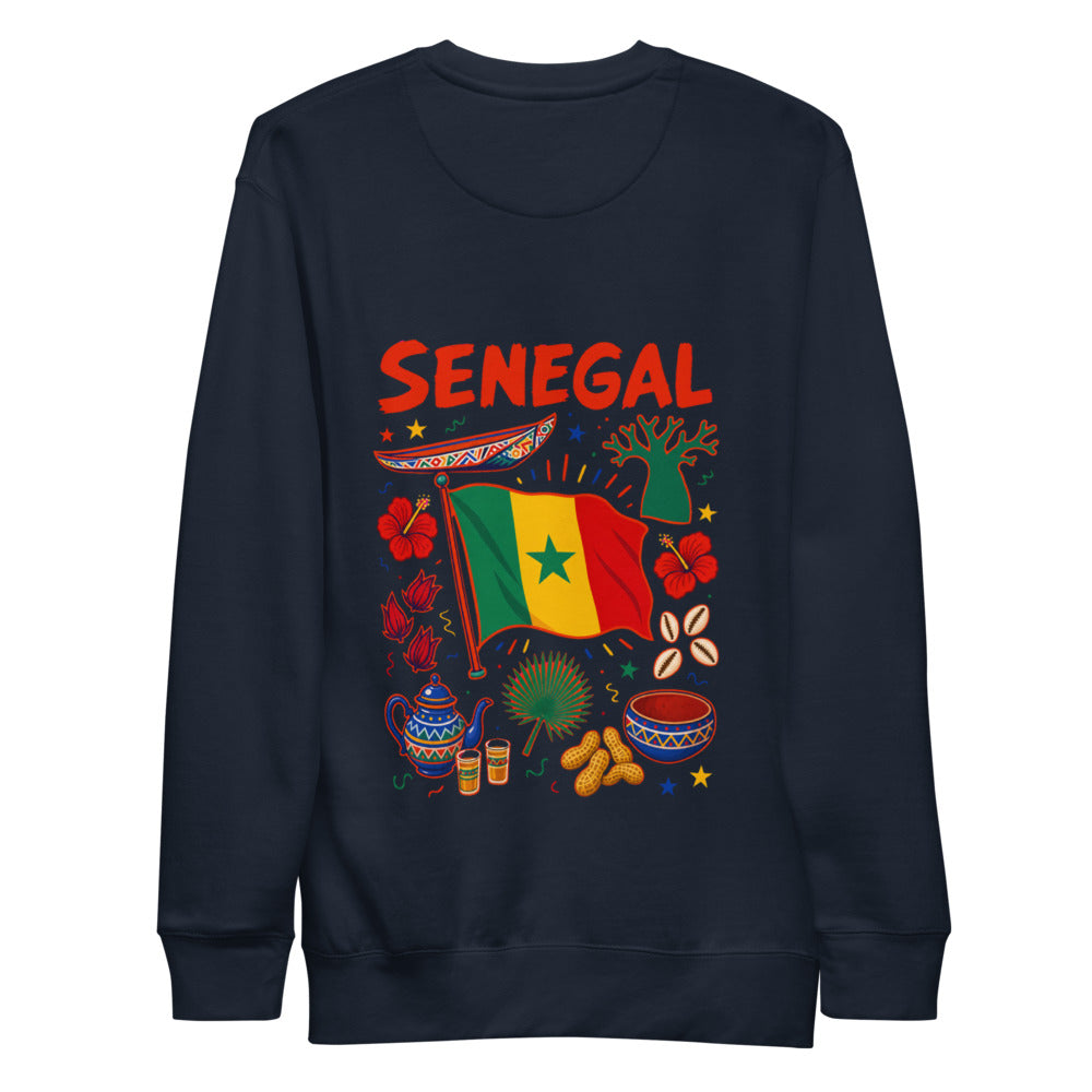 Sweat Niokolo, éparpillé Sénégal imprimé dans le dos, coloris Bleu marine, vu de dos