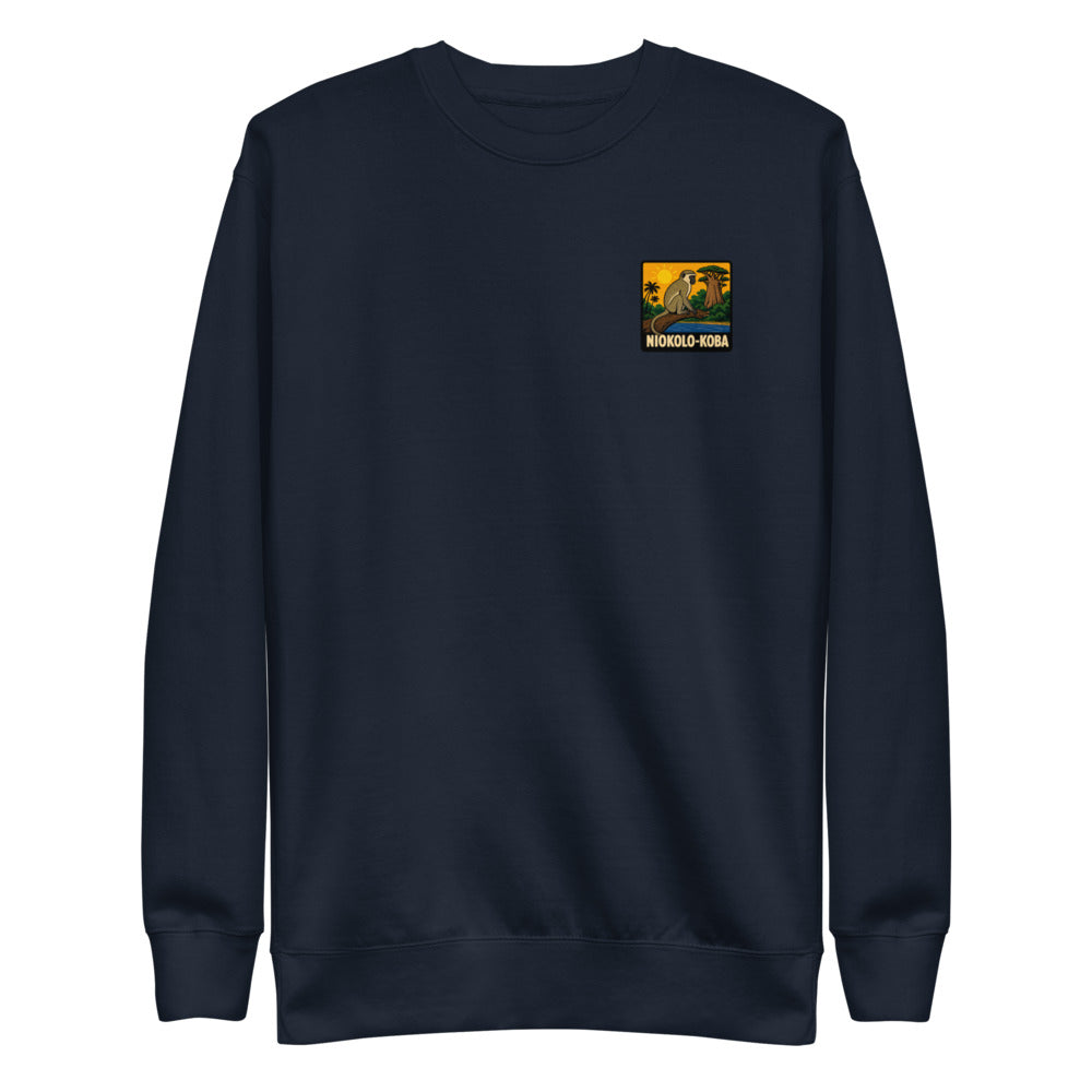 Niokolo-Koba Patch Sweatshirt in Navy Blazer, front view
