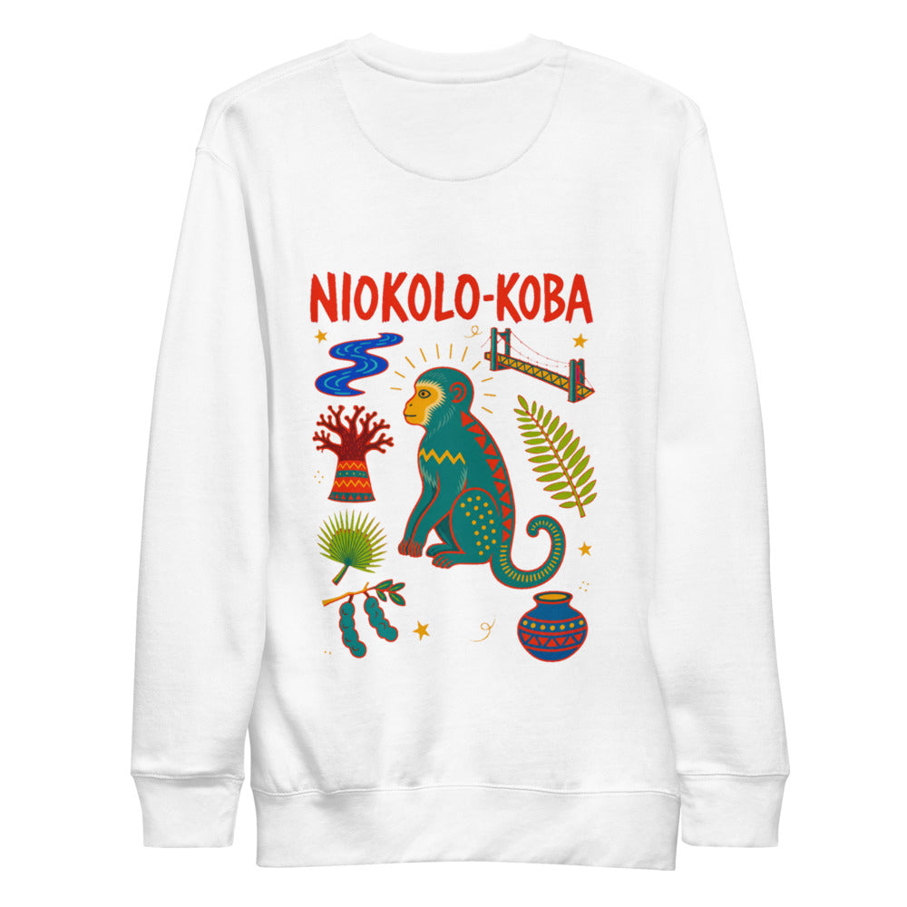 Sweat Niokolo, éparpillé Niokolo-Koba imprimé dans le dos, coloris Blanc, vu de dos