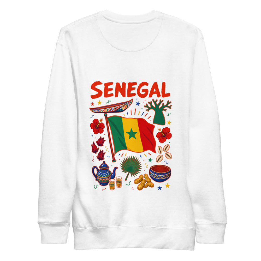 Senegal Back Print Sweatshirt in White, back view