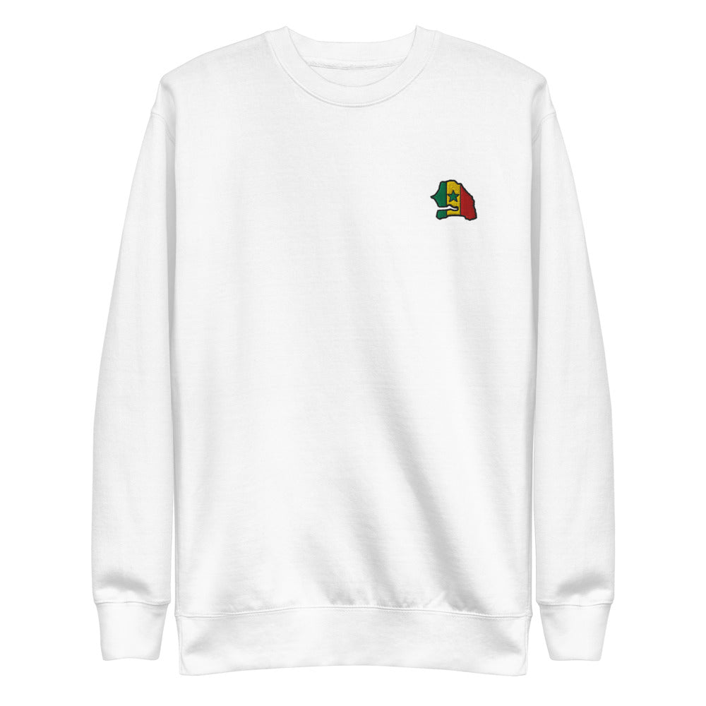 Sweat Niokolo, écusson carte du Sénégal brodé au cœur, coloris Blanc, vu de face