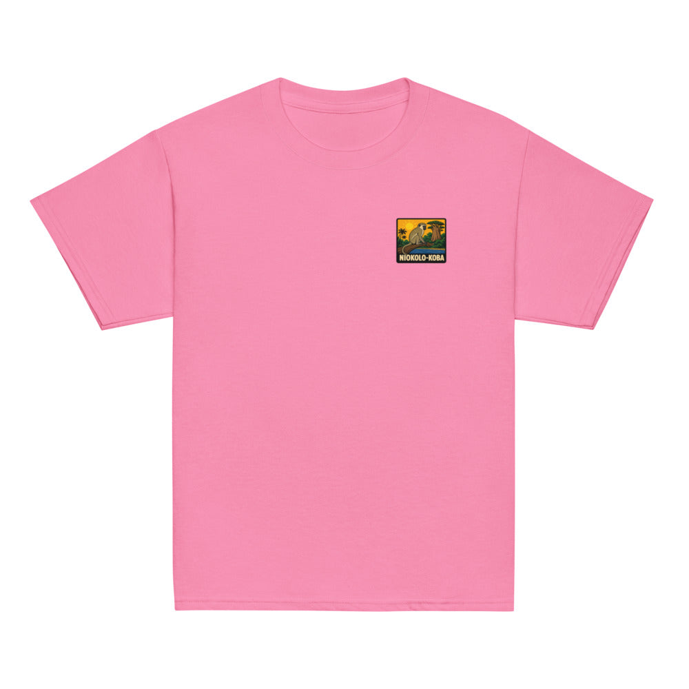 Niokolo-Koba Patch Kids Tee in Azalea, front view