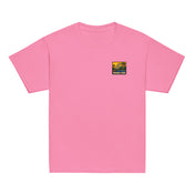 Tee enfant Niokolo, patch Niokolo-Koba imprimé au cœur, coloris Azalée, vu de face