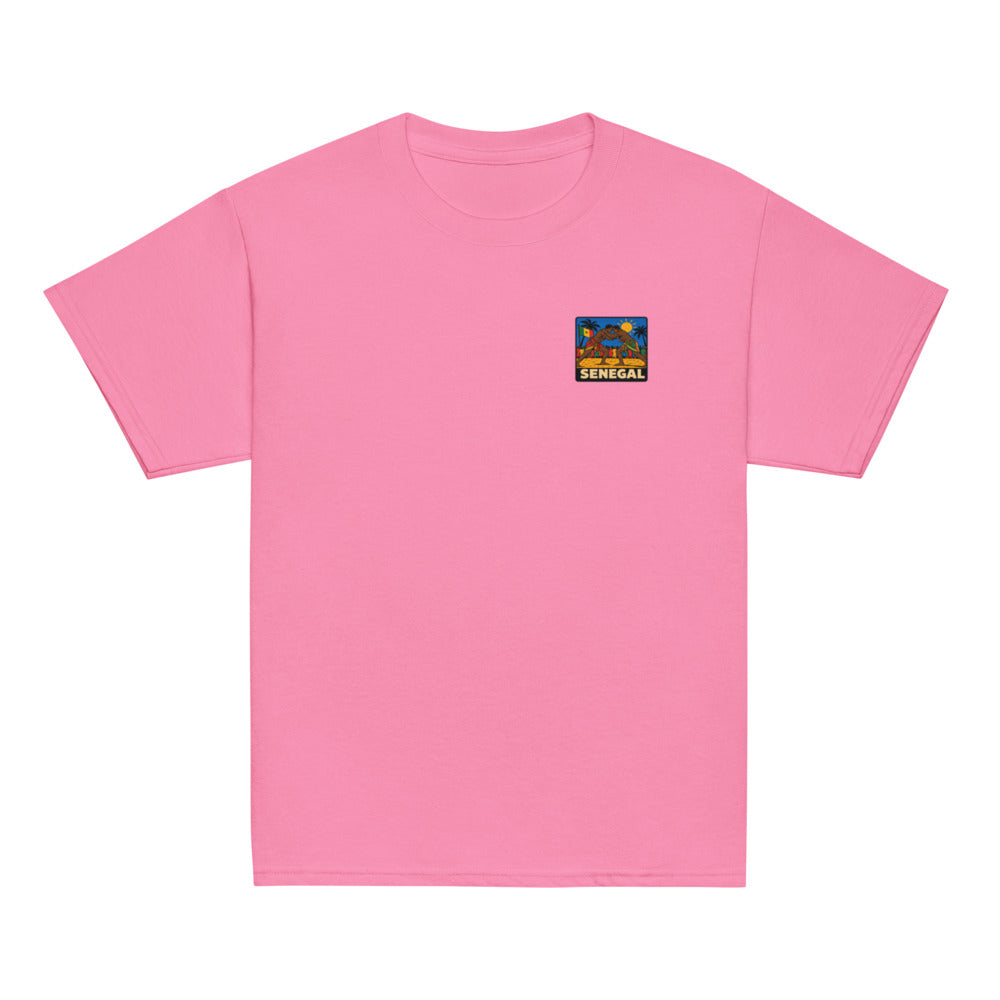 Senegal Patch Kids Tee in Azalea, front view
