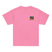 Tee enfant Niokolo, patch Sénégal imprimé au cœur, coloris Azalée, vu de face