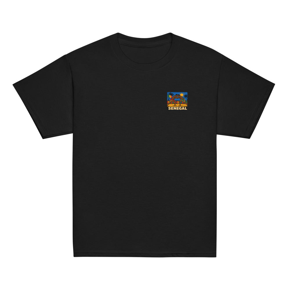 Tee enfant Niokolo, patch Sénégal imprimé au cœur, coloris Noir, vu de face