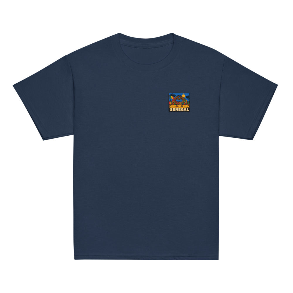 Tee enfant Niokolo, patch Sénégal imprimé au cœur, coloris Marine, vu de face