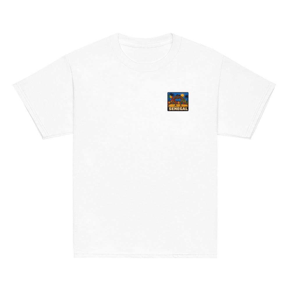 Tee enfant Niokolo, patch Sénégal imprimé au cœur, coloris Blanc, vu de face